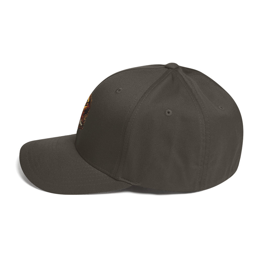 Dark grey structured twill cap by The Dark Hour Coffee Company, shown from the left side with a closed back design.