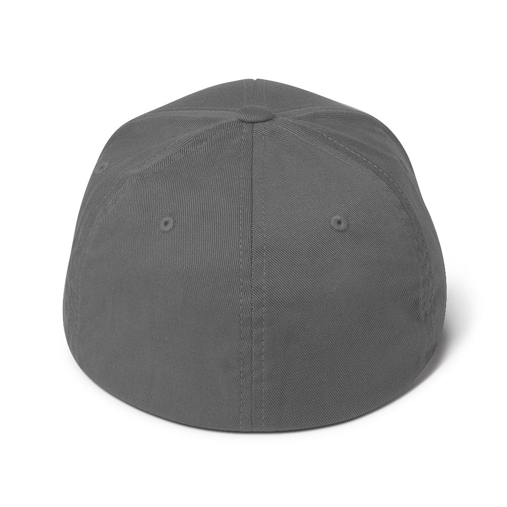 Grey structured twill cap with a closed-back design from The Dark Hour Coffee Company, featuring a classic curved brim.
