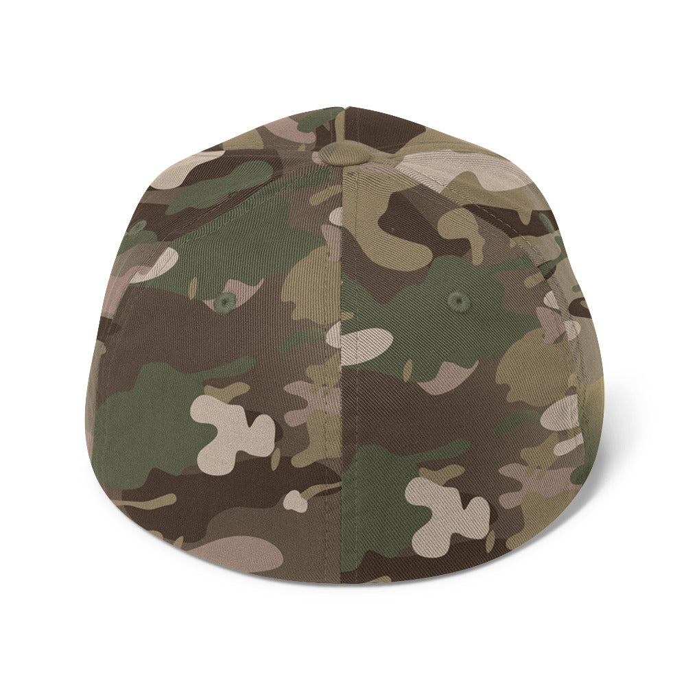 Dark Hour Coffee Company structured twill cap with a closed-back design in Multicam green, featuring a durable, stylish look.