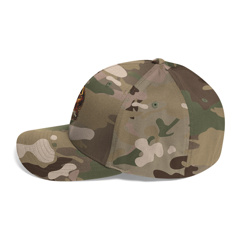 Dark Hour Coffee Company structured twill cap in Multicam Green, shown from the left side with a closed back and structured fit.