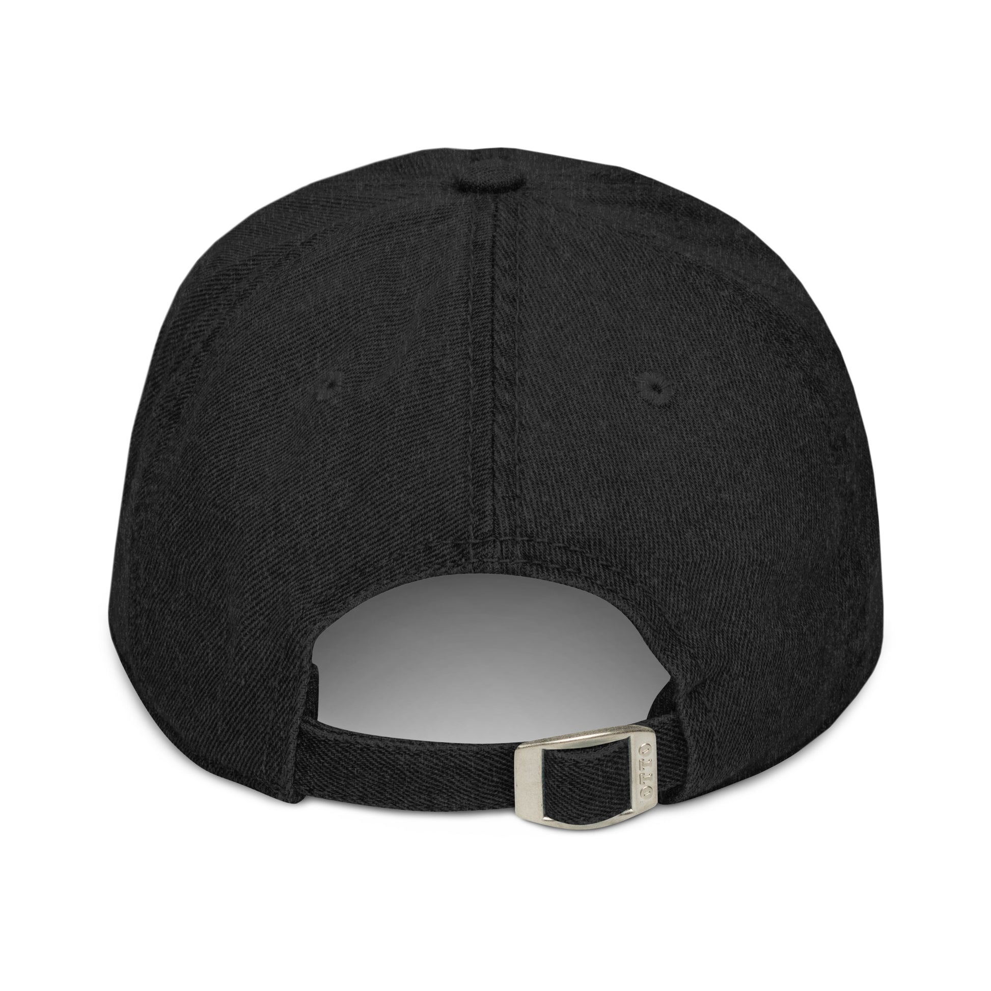 Black denim hat from The Dark Hour Coffee Company with a relaxed fit and adjustable back strap.