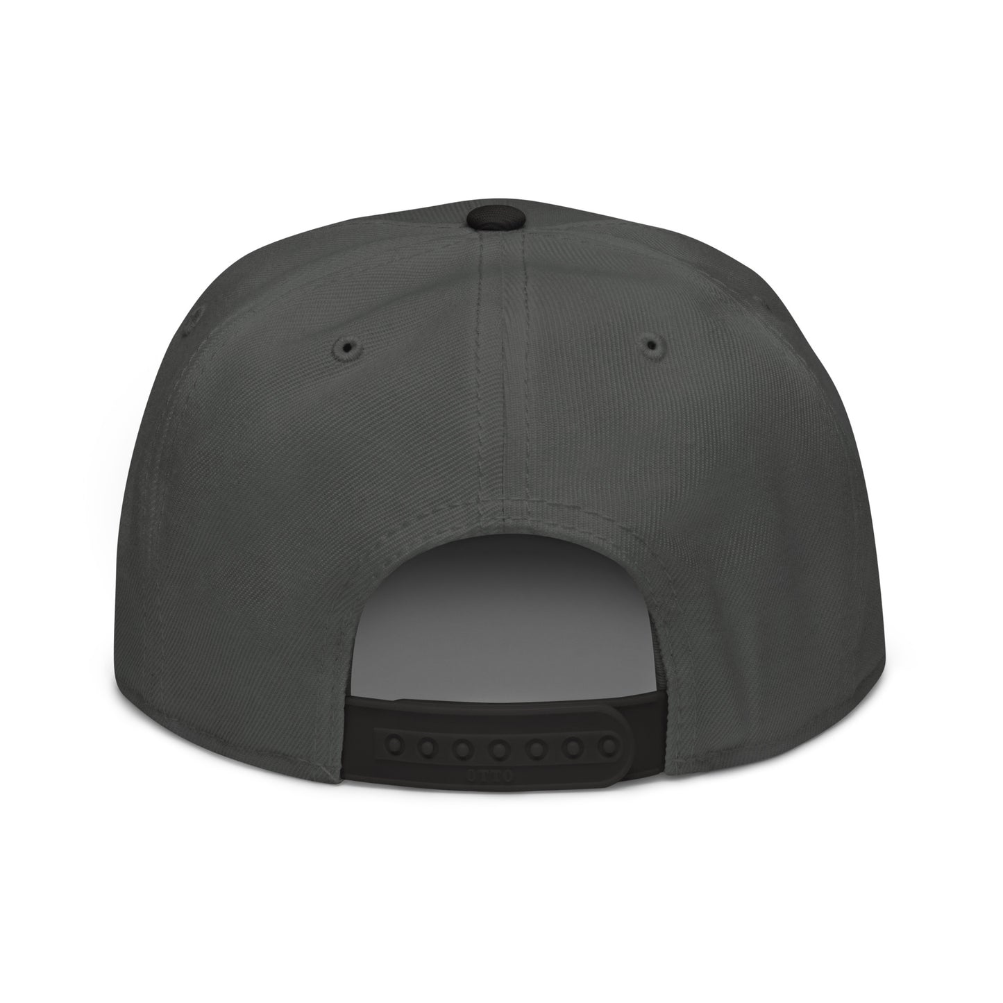 Black and charcoal gray snapback hat from The Dark Hour Coffee Company with a structured front and adjustable back.