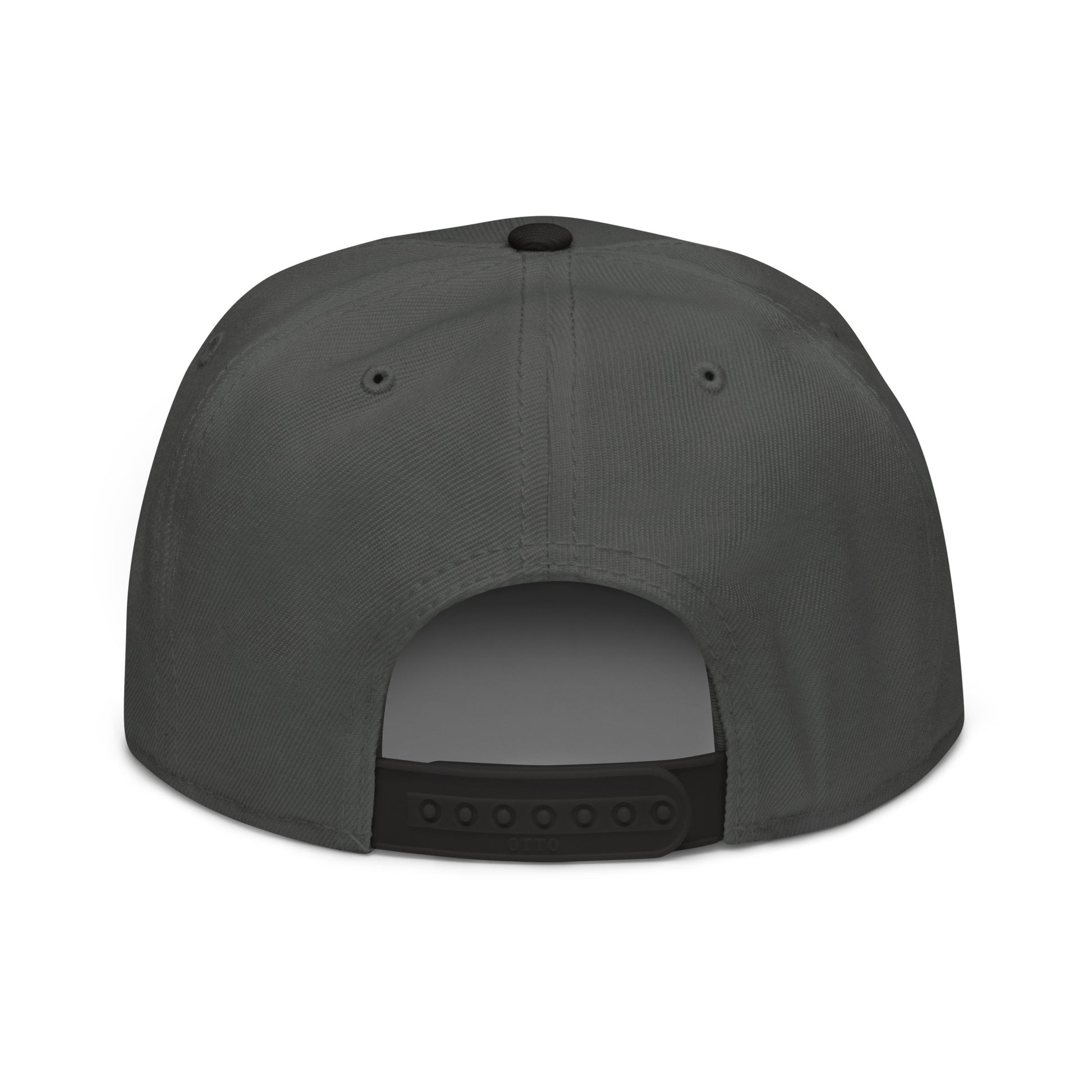 Black and charcoal gray snapback hat from The Dark Hour Coffee Company with a structured front and adjustable back.