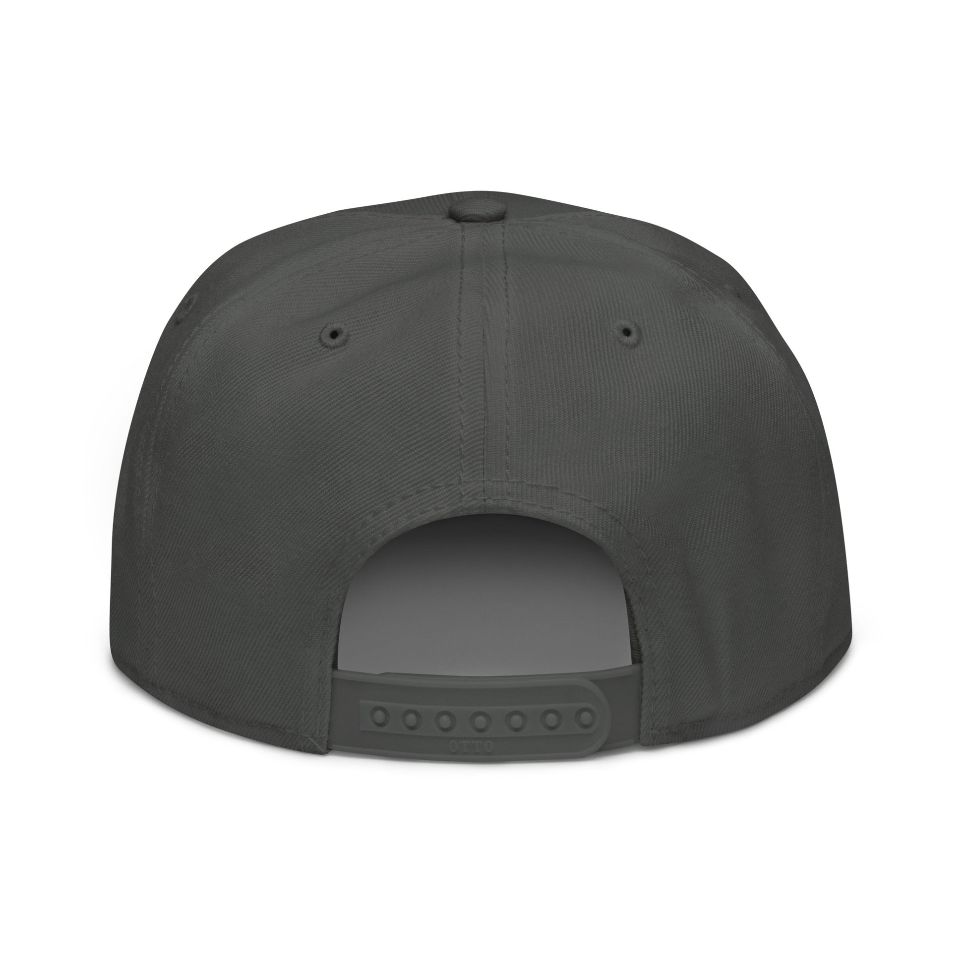 Charcoal gray snapback hat from The Dark Hour Coffee Company with a flat brim and adjustable back.