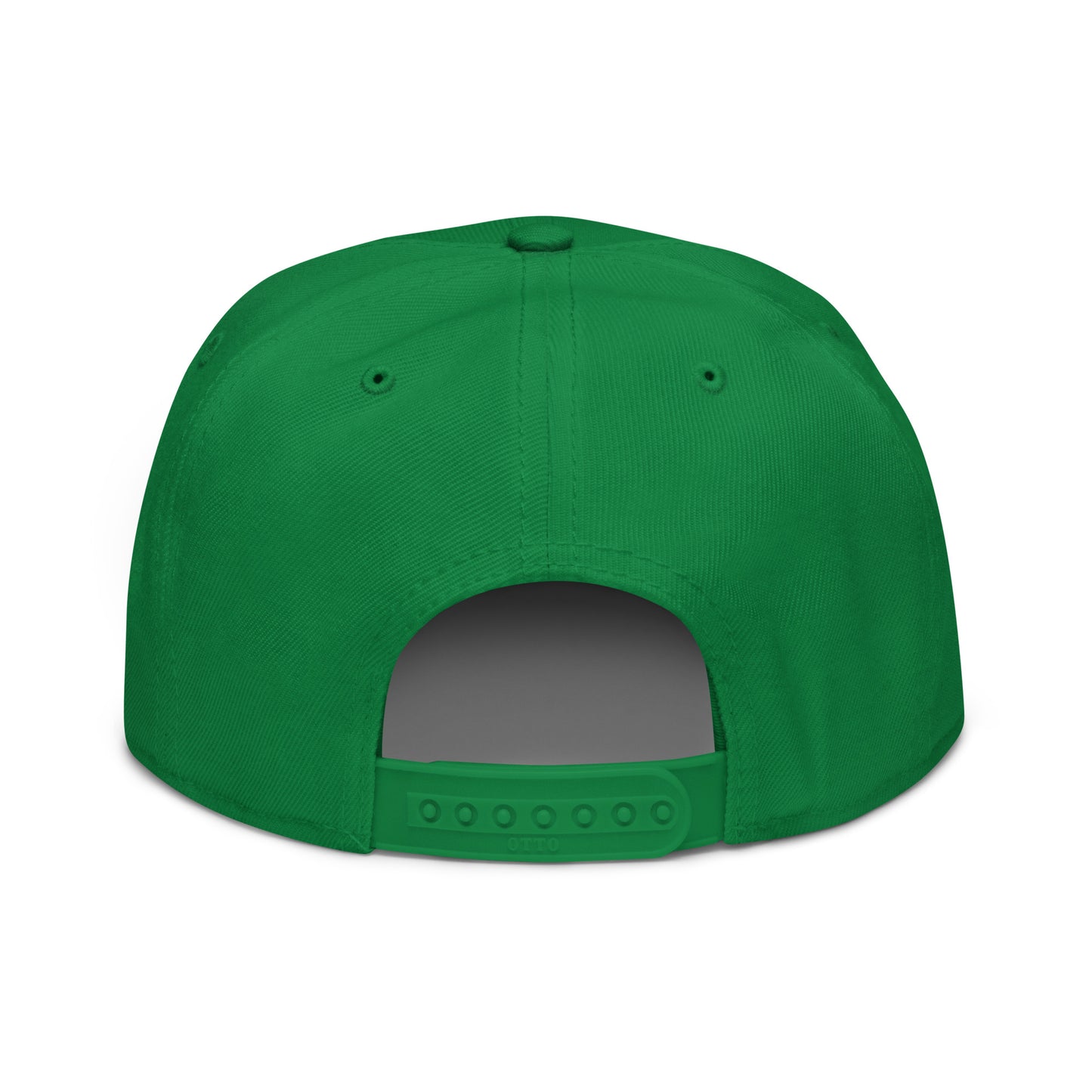 Kelly green snapback hat by The Dark Hour Coffee Company, featuring a structured design and adjustable back.