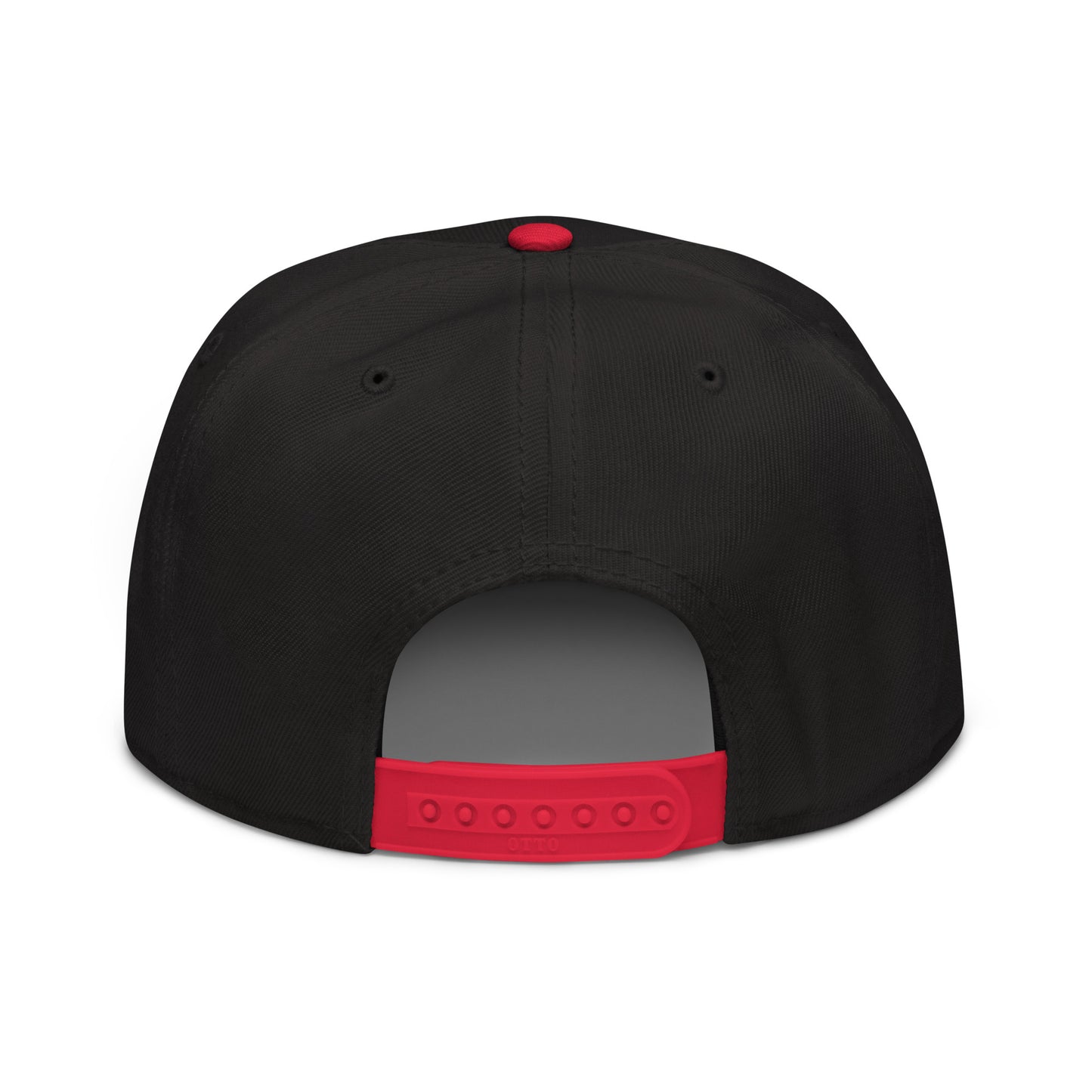 Red and black snapback hat from The Dark Hour Coffee Company with a flat brim and adjustable back.